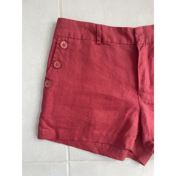 Cynthia Rowley Shorts Nautical Sailor Mid Rise Linen - Picture 2 of 12